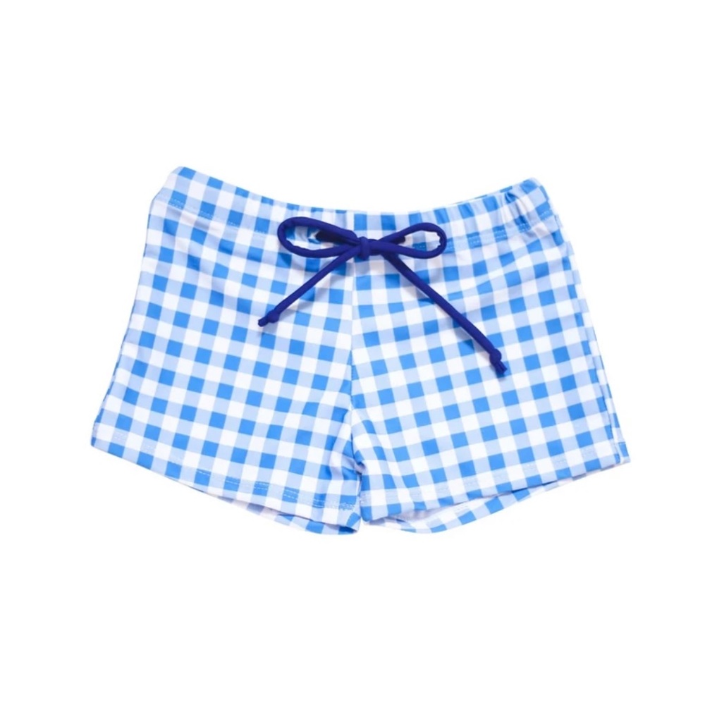 Blue Check Boy’s Swim Briefs from Blueberry Bay